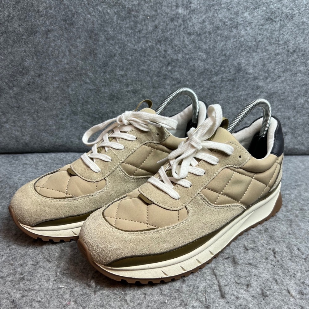 Madewell MWL Court Sneakers Tan Beige Quilted Suede Low Top Trainers Womens 9